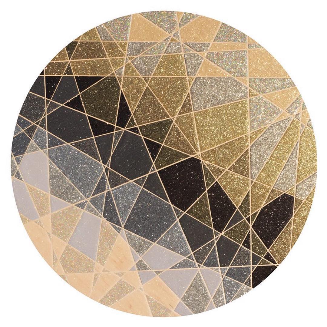 INTERSTITIAL 2. .
.
.
Art by @jordannwine Glitter and adhesive on wood panel. 48” diameter